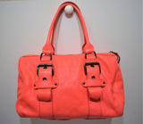 Longchamp, Sac Kate Moss, boston en cuir façon galuchat corail flash